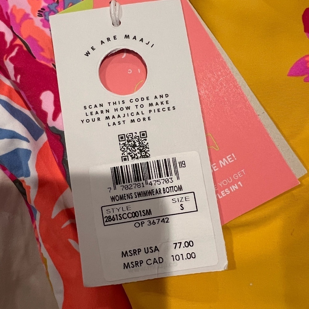 NWT Maaji Women’s High Waisted Reversible Tropical Floral Swim Bottoms in size S - Picture 8 of 8